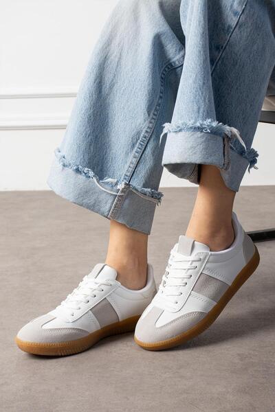 Ayax Beyaz Krep Renk Taban Günlük Kadın Sneaker