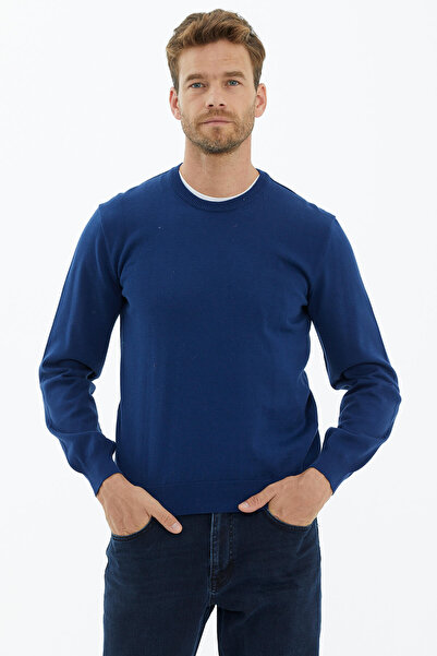 Sementa Tricotaj cu guler rotund Pulover Albastru Marin deschis