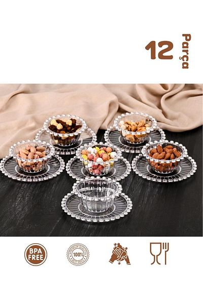 HOMENIVA 12 Piece Plexi Breakfast Set Sauce Bowl and Snack Bowl (Not Glass)