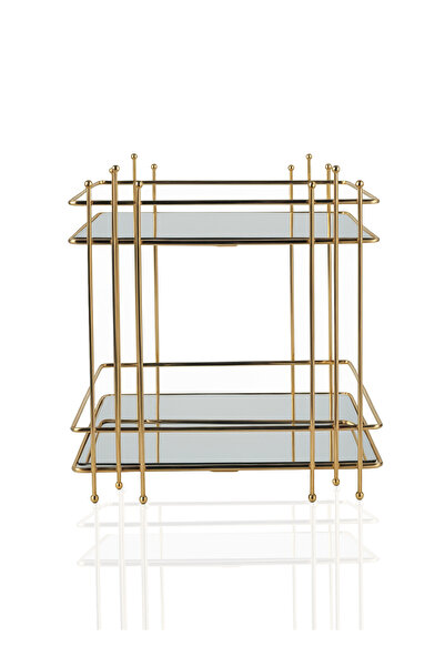 EVSTYLE Двоярусний прямокутний органайзер з дзеркалом - золоте покриття