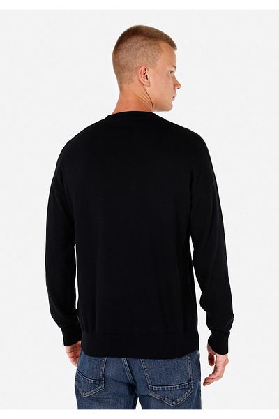 Colin's Pulover negru pentru bărbați, cu gât rotund, jacquard
