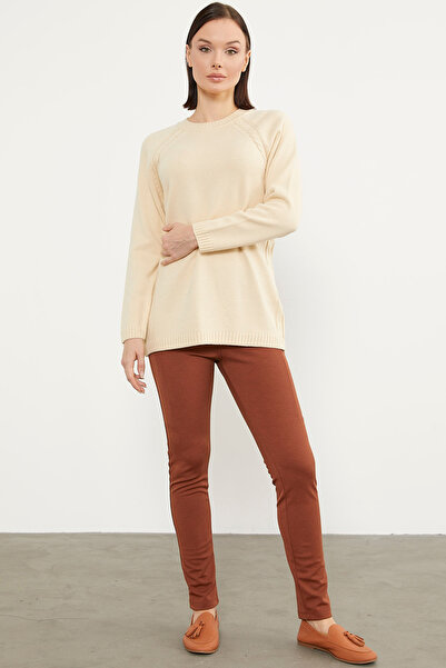 Sementa Tunic Knitwear Sweater with Hair Braid Detail - Bone