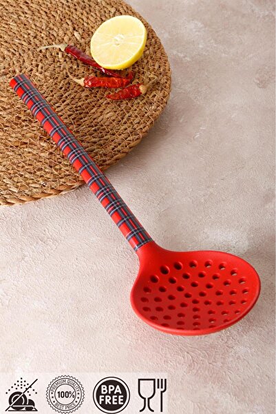 HOMENIVA 1 Piece Red Plaid Silicone Tip Colander - Fireproof Non-Stick