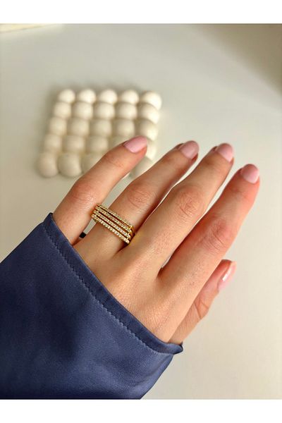 Ressia Quadruple Cross Stripe Design Zircon Stone Ring