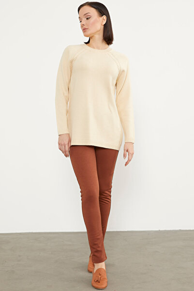 Sementa Tunic Knitwear Sweater with Hair Braid Detail - Bone