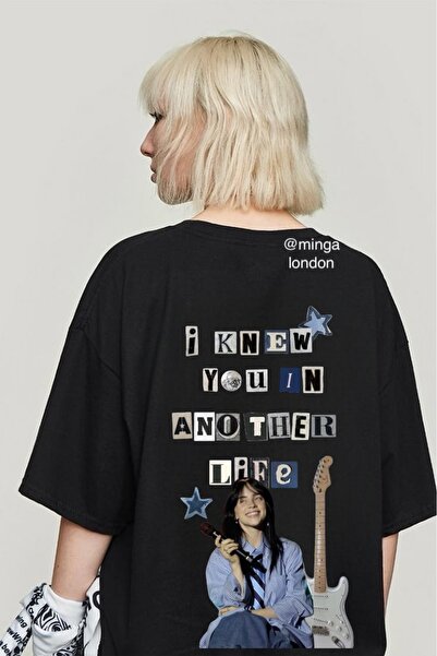 Minga London Μαύρο μπλουζάκι Billie Eilish Blue Star εμπρός/πίσω με στάμπα Ov...