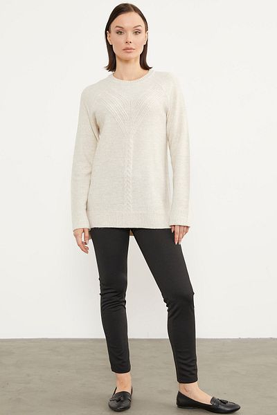 Sementa Pulover din tricot cu detalii din spate lung - bej deschis