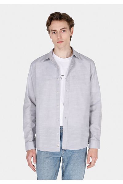 Colin's Regular Fit Shirt Neck Plain Men's Stone Long Sleeve Shirt