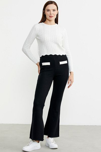 Sementa Black Knitwear Trousers - Spanish Leg and Slit Detail