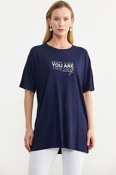Sementa Bluză Plus Size Imprimată Bleumarin