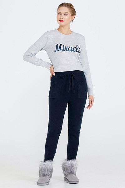 Sementa Women's Lace-Up Pocket Knitwear Trousers - Navy Blue