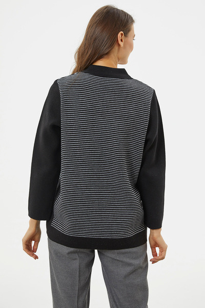 Sementa Thick Zippered Pocket Detailed Knitwear Cardigan - Black