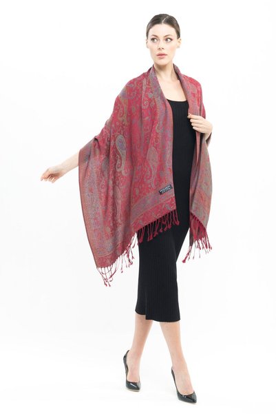 Generic Brand Cashmere Women's Burgundy Shawl |   4 Seasons |   70 X 180 cm