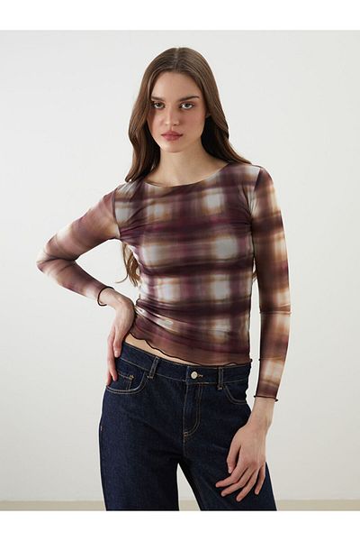 LC Waikiki Lcw Crew Neck Plaid Women's Body Fast Fashion