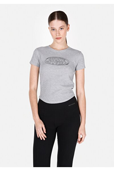 Colin's Слим фит, с кръгла яка, с принт, дамска, сива, с къс ръкав