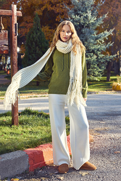 Sementa Wide Leg Elastic Wool Knitwear Trousers - Bone