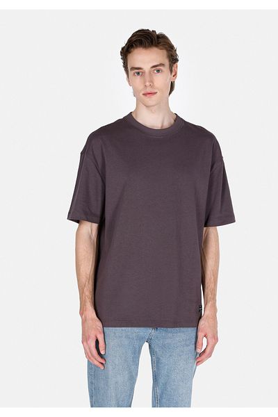 Colin's Oversize Fit Round Neck Plain Men's Anthracite Short Sleeve T-Shirt