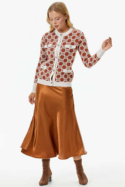 Sementa Ζακέτα πλεκτό με λαιμόκοψη με λεπτομέρεια τσέπης - οστέινο - μαύρισμα