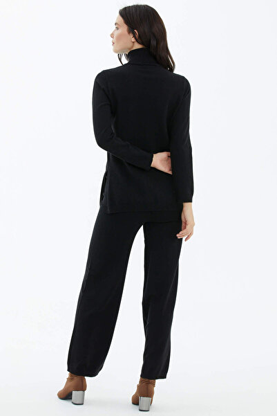 Sementa Full Turtleneck Sweater Trousers Knitwear Set - Black