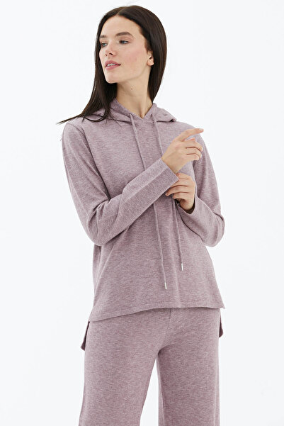 Sementa Kapüşonlu Arkası Uzun Triko Kazak Gül