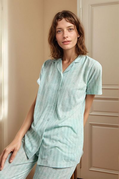 Pierre Cardin Women's Green Sleeved Viscose Pajama Set