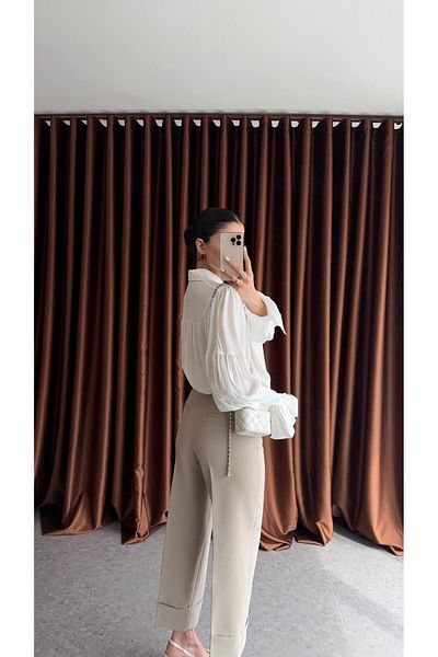 HAZELANNA Tok Textured Layered Leg Stone Trousers