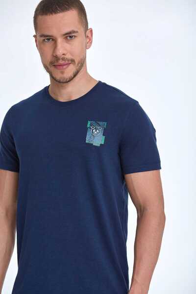 Voltaj Ανδρικό μπλουζάκι με στάμπα Navy Blue Elly