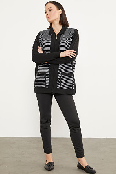 Sementa Трикотажний жилет з коміром-поло та застібкою-блискавкою - чорний