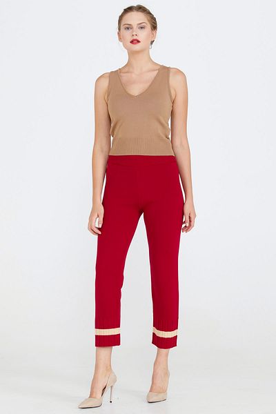 Sementa Knitwear Trousers with Leg Detail - Red