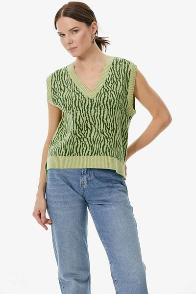 Sementa V-Neck Patterned Knitwear Sweater - Pistachio Green