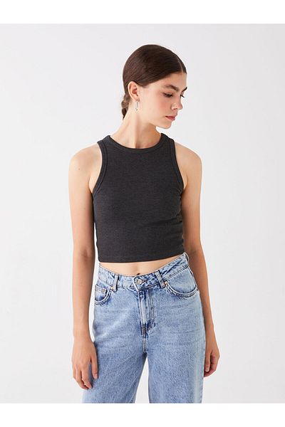 LC Waikiki New Season Women's Crew Neck Plain Crop - S4Be92Z8