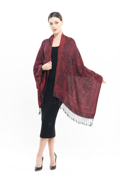 K&B PASHMINA Women's Burgundy Shawl 70X180Cm