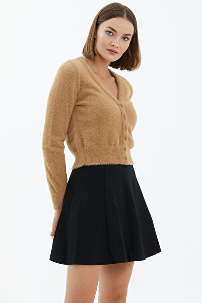 Sementa Πλεκτή Ζακέτα με κουμπιά V λαιμόκοψης - Καμέλ