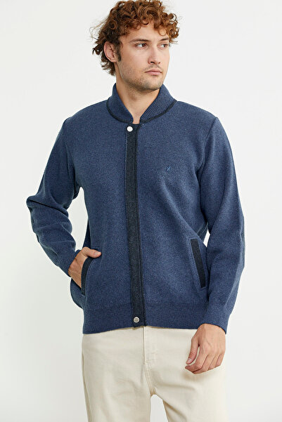 Sementa Чорний та індиговий вовняний трикотажний пальто з кишенями