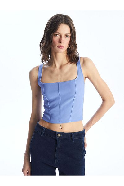 LC Waikiki Crop pentru femei cu guler în U și curea dreaptă - S4FJ87Z8