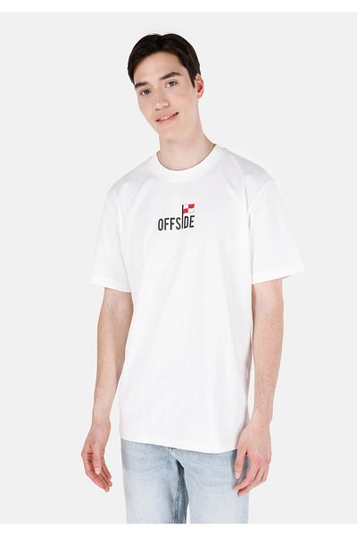 Colin's Offside Text Printed Regular Fit Crew Neck White Men's Short Sleeve T-Shirt