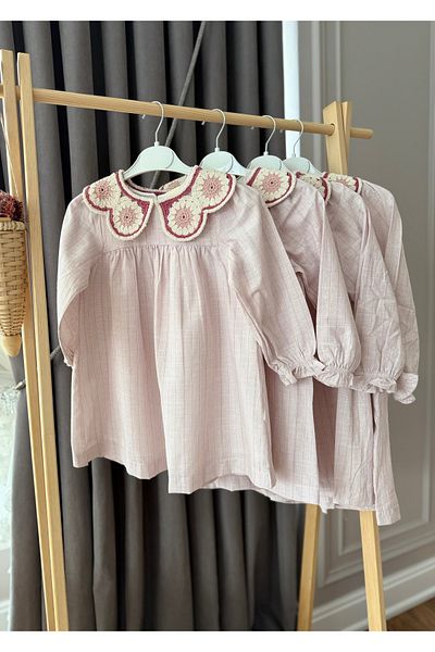 Baby Babyaden Knitted Collar Cotton Lined Balloon Sleeve Holiday Special Day Baby Girl Dress
