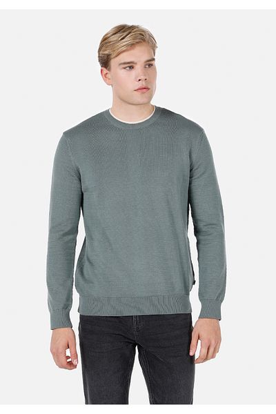 Colin's Pulover verde pentru bărbați, cu gât rotund, jacquard