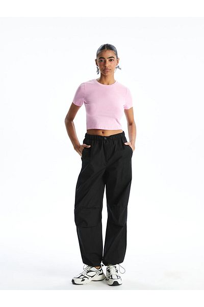 LC Waikiki Damen-Crop mit Rundhalsausschnitt