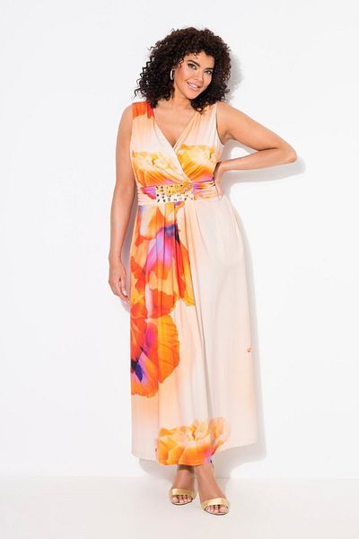 Şans Colorful Women's Plus Size Jersey Dress 65N38936