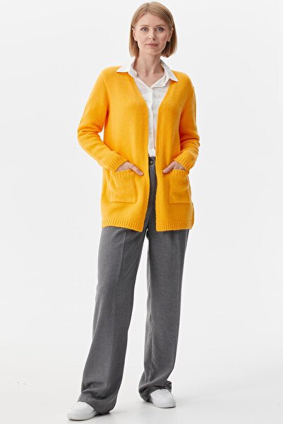 Sementa Жіночий трикотажний піджак з V-подібним коміром і кишенями - Абрикос