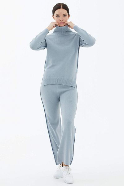 Sementa Set de tricotaje cu pantaloni cu pulover cu guler rotic - Albastru