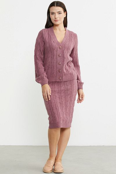 Sementa Rose Motif Hair Braid and Wool Knitwear Set