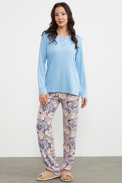 Sementa Set pijama combinat cu model simplu - albastru