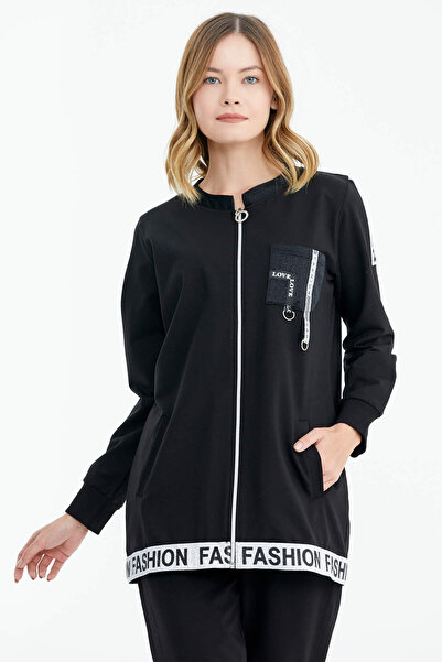 Sementa Σετ αθλητικής φόρμας Rahat Kalıp Simli ριγέ - Μαύρο