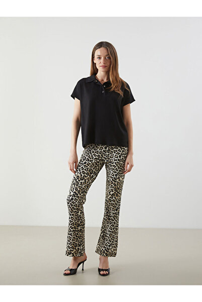 LC Waikiki Lcwaikiki Classic Brown Elastic Waist Leopard Print Women's Trousers