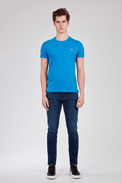 Voltaj Вишитий велосипедний комір, синя чоловіча футболка