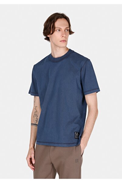 Colin's Comfort Fit Round Neck Plain Men's Blue Short Sleeve T-Shirt