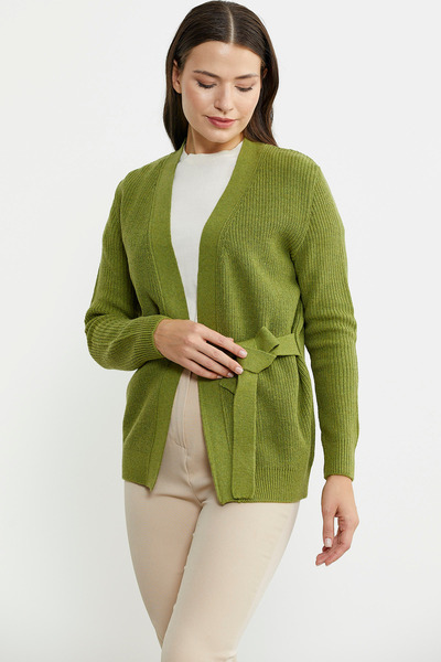 Sementa Green Belted Wool Knitwear Cardigan