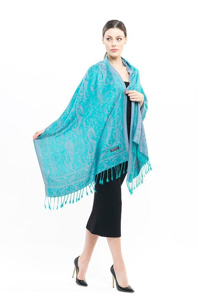 K&B PASHMINA Şal Pashmina 100% Caşmir |   Verde smarald |   70x180 cm